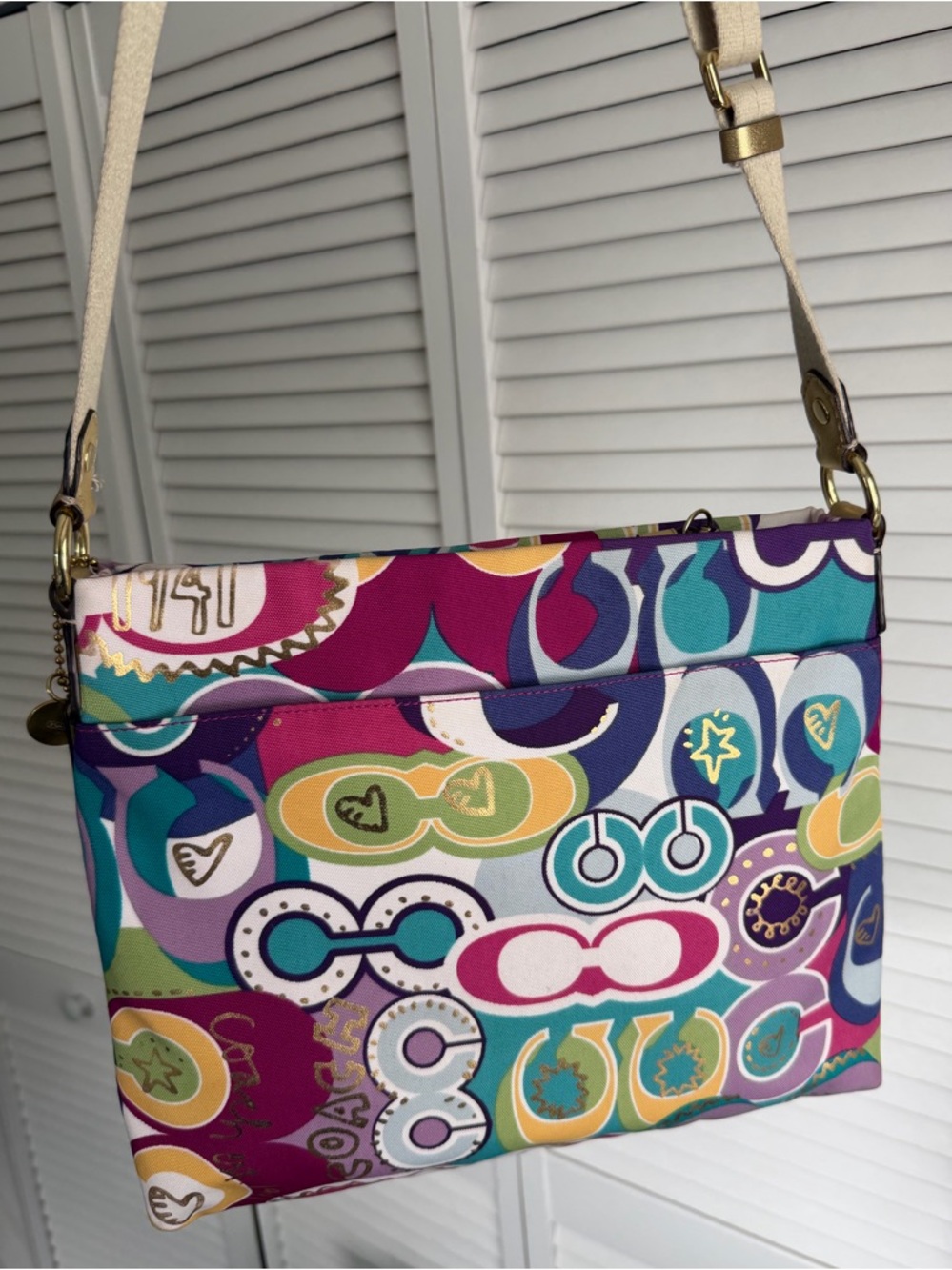 Y2K Coach Poppy Graffiti Crossbody Bag F19454 - Picture 5 of 15